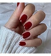 Press on Nails Dark Red Square Short Fake Nails Full Cover with Glossy Dark Red Extra Short False...