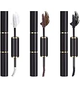 3 Colors Double-Ended Colored Mascara Set for Eyelashes, White Dark Brown Black Colorful Mascara ...