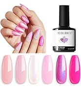 modelones Summer Pink Gel Nail Polish, 6 Colors Hema Free Gel Polish Set Iridescent Shimmer Hot P...