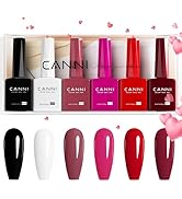 CANNI 9ml Hema-Free Gel Nail Polish Set- 6Pcs White Black Red Purple Nude Colors Gel Polish Kit, ...