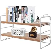 ShellKingdom Desk Shelf Organizer, 2 Tier Desktop Shelves, Adjustable Bookshelf Storage Rack and ...