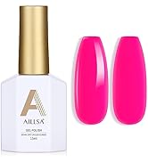 AILLSA Hot Pink Gel Nail Polish Summer Bright Pink Color Gel Polish Tropical French Nail Art Soak...