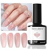 modelones Sheer Nude Gel Nail Polish, 15 ML Jelly Natural Pink Translucent Color Soft off UV Ligh...