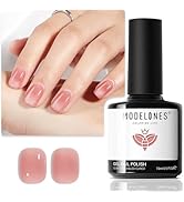 modelones Jelly Gel Nail Polish, 15ML Sheer Light Pink Gel Nail Polish Translucent Color U V Ligh...