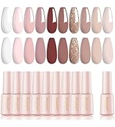 Larvall Beautpal Nude Nail Polish Set 10 Pcs All Seasons Skin Tones Nude Pink Neutral Soak Off LE...
