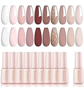 Larvall Beautpal Nude Nail Polish Set 10 Pcs All Seasons Skin Tones Nude Pink Neutral Soak Off LE...