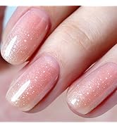 AILLSA Milky Pink Glitter Gel Poilish Nude Jelly Shimmer Gel Nail Polish Neutral Color Micro Spar...