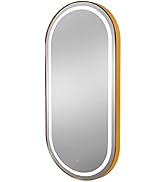 Pibbs Aurora Gold LED Salon Mirror, Extra-Large Full-Length Oval Mirror, Built-in Dimmable LED Li...