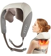 MEKK Shiatsu Neck Massager with Heat, Cordless Deep Tissue 4D Expert Kneading Massage Pillow for ...