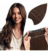 TESSHAIR Halo Hair Extensions Straight, 100% Real Human Hair, Invisible Wire Extensions for Women...