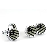Sodcay Pack of 4 License Plate Screws, American Flag Black License Plate Screws, for Fastening Li...
