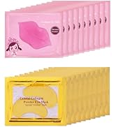 Eakroo 20 Pairs Lip Masks & Eye Mask, Power Crystal Gel 24K Eye Mask, Effectively Nourishes the L...