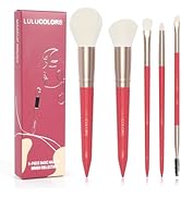 LULUCOLORS 5 pcs Travel Makeup Brush Set Dense Bristles, Soft Hair, Multifunctional, Perfect Make...