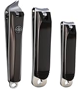 GLAMFIELDS 3pcs Nail Clippers Set, Black Stainless Steel Slanted Edge Nail Clipper & Fingernail &...
