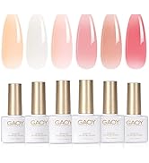 GAOY Milky White x Jelly Nude Gel Nail Polish Set, 6 Transparent Colors Sheer Pink Orange Gel Nai...