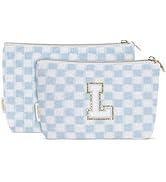 Wandering Nature Initial Makeup Bag Small Cosmetic Bag for Purse 2 Pack Personalized Zippered Pou...