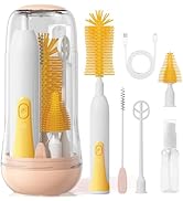 Duoffanny Electric Bottle Brush Cleaner, Baby Bottle Cleaning Kit with Nipple Straw Brushes Dryin...