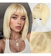 EMMOR 10 Inch Clip in Bangs, 100% Human Hair Bangs Hair Clip with 3 Secure Clips, 360°Cover Top H...