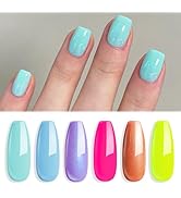 modelones Summer Neon Gel Nail Polish, 6 Colors Hema Free Rainbow Gel Polish Hot Pink Gittler Pur...