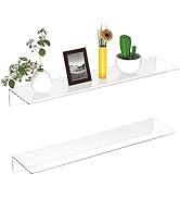 FEMELI Acrylic Floating Shelves 12-24 Inch, 2 PCS Clear Shelves for Plant Photo in Bedroom Living...