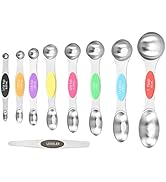 Set of 9 magnetic measuring spoons, stainless steel, double-headed spoons, for measuring dry and ...