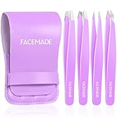 FACEMADE 4 Pack Tweezers Set - Professional Stainless Steel Tweezers for Men and Women, Precision...