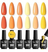 GLOSS HEMA Free Gel Polish Set | 6 Pcs Yellow Gel Nail Polish with Red, Yellow, Canary, Orange, L...