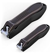 GLAMFIELDS Nail Clipper with Catcher, No Splash Fingernail Toenail Clipper Stainless Steel Nail C...