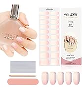Kalolary 20PCS Semi Cured Gel Nail Polish Strips, Gradient Pink Adhesive Full Wrap Gel Nail Art S...