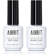 AIBRIT 15ml Gel Nail Polish Top and Base Coat Set, 2 Pcs No Wipe Fast Dry Glossy Shine Top Coat a...