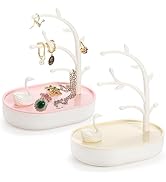 Okllen Set of 2 Jewelry Display Stand, Swan Jewelry Holder Tree Stand, Ring Hanging Holder Earrin...