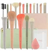 Docolor Makeup Brushes Set 17Pcs Morandi Makeup Brushes with Makeup Bag and Makeup Sponge and Bru...