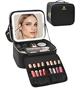 Relavel Makeup Bag with LED Mirror, Travel Makeup Case with Rechargeable Lighted Mirror 3 Color L...