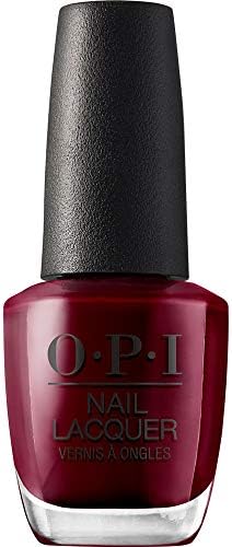 OPI Nail Lacquer Malaga Wine | Opaque Dark Red Crème Chip Resistant Nail Polish | Fast Drying, Streak Free