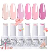 Arte Clavo Pink Gel Nail Polish Set- 6 Colors Popular Nude Pink Gel Polish Kit, Soak Off LED Nail...
