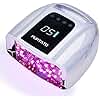 PURTATO Professional Rechargeable 96W UV LED Portable Cordless UV Light for Nail Lamp Machine with Removable Stainless Steel Bottom,4 Timer Setting and Smart Sensor Nail Dryer (Plating Silver)
