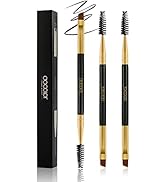 Docolor 3Pcs Duo Eyebrow Brush, Professional Eye Makeup Tool, Eyeshadow Brush and Spoolie Brush B...