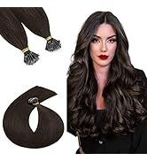 TESSHAIR 16 Inch Nano Bead Hair Extensions Human Hair, Nano Ring Hair Extension 100% Real Human H...