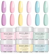 modelones Acrylic Powder, 6 Colors Pastel Pink Yellow Blue Purple Acrylic Nail Powder, Soft Macar...