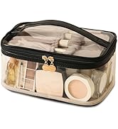 Large Clear Makeup Bag Big Travel Cosmetic Bag On-the-go Toiletry Bag with Handle Transparent Toi...