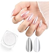 beetles Gel Polish Chrome Nail Powder for Gel Nails, 1g Glazed Silver Nail Powder Mirror Effect N...