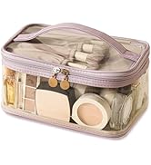 Large Clear Makeup Bag Big Travel Cosmetic Bag On-the-go Toiletry Bag with Handle Transparent Toi...