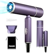 7MAGIC Foldable Hair Dryer, Powerful Ionic Blow Dryer for Fast Drying, Travel Hair Blow Dryer wit...