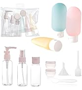AREMOD 11 Pack Travel Bottles for Toiletries,Leak Proof Silicone Squeezable Spray Bottles Jars Tr...