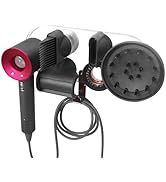 Hair Dryer Wall Mount Holder Compatible with Dyson Supersonic & Attachments, Acrylic Hair Dryer S...