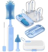 Electric Baby Bottle Brush Cleaner, 2000mAh Rechargeable Silicone Brush, Drying Rack, Compact Sto...