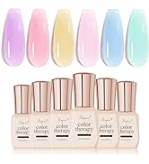 SHOYUM Jelly Crystal Gel Nail Polish Set, 6 Colors Pastel Blue Purple Rainbow Yellow Pink Gel Pol...