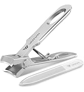 VANWIN Toe Nail Clippers with Catcher, Toenail Clippers for Thick Nails with 15mm Wide Jaw Openin...