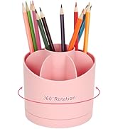 HSSPANFN Pencil Pen Holder for Desk,7 Compartments 360 Degree Rotating Desk Organizers, Large Cap...