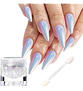 Fokostar Unicorn Chrome Nail Powder 1g Mermaid Aurora Metallic Mirror Effect Pearl Glitter Pigmen...